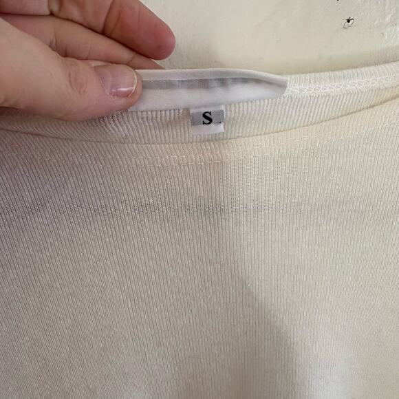 Bryn Walker Size S Top Tencel Blend Long Sleeve Ivory Basic Quiet Luxury READ - Picture 4 of 12